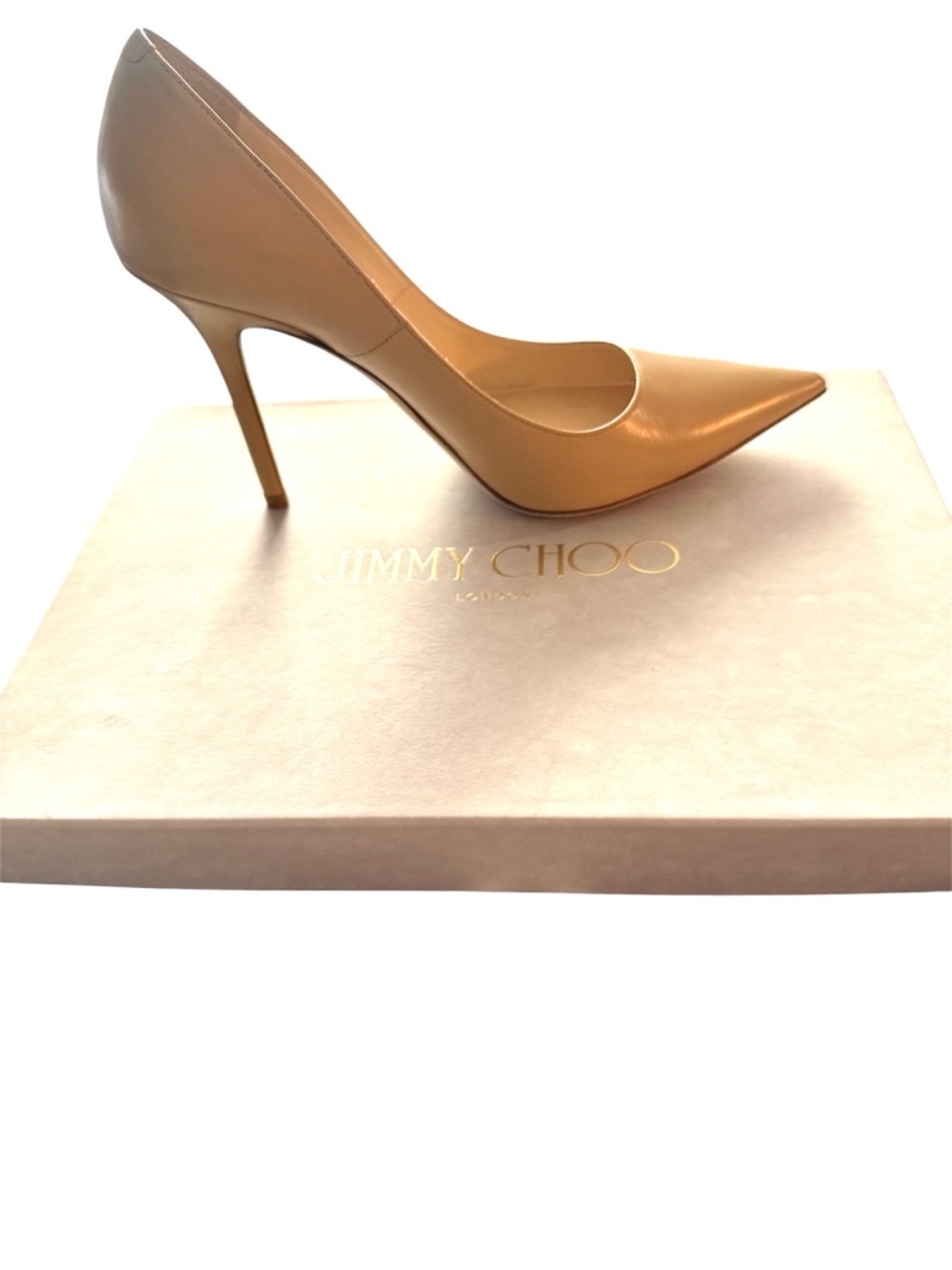 Jimmy Choo Pointed-Toe Leather Stiletto Pumps in Camel